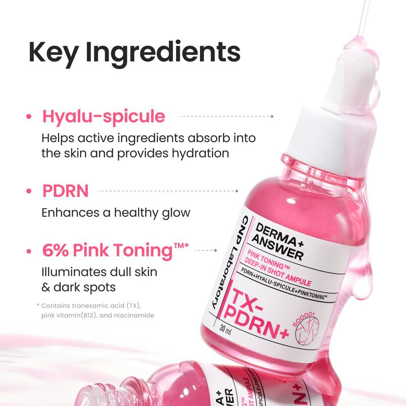 Pink Toning Serum (PDRN + Tranexamic Acid + Niacinamide + Hyaluronic Acid Micro-Needles) - for Dark Spots, Hyperpigmentation, Pores, Uneven Tone, Dull Tone, Redness, Brightening, Firming, Hydrating, Microneedling